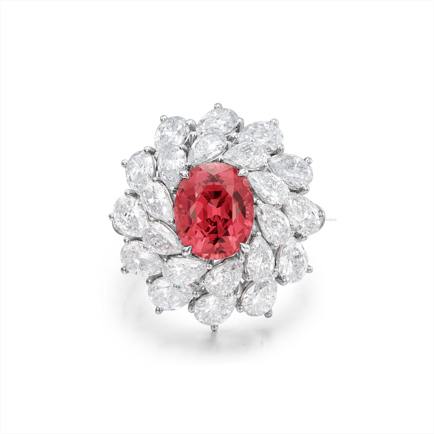 RED SPINEL AND DIAMOND RING